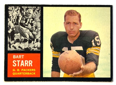 De colección 1962 Topps Bart Starr #63 Green Bay Packers Salón de la fama centrado sin pliegues EX Foto 1 de 2