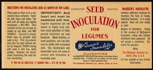 Vintage label McQUEENS SEED INOCULATOR for Legumes Baltic Ohio unused n-mint+ - Picture 1 of 3