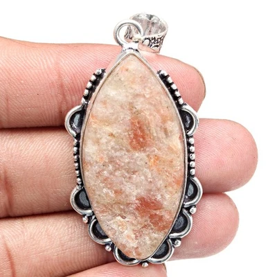 Colgante Piedra Solar Drusy Piedras Preciosas Regalo Para Ella Joyería Plata 2.25" Foto 1 de 4