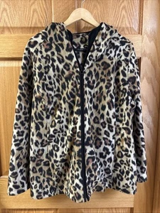 Susan Graver Women's Coat Zip UpLeopard Reversible Polar Fleece Sz 2XL Weekend - Picture 1 of 8