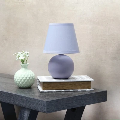 LT2008-PRP Mini Ceramic Globe Table Lamp with Matching Fabric Shade, Purple - Image 1 of 4