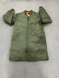 Alpha Industries Jacket Womens Small Zip Up Green MA-1 Long Flyers Bomber - Picture 1 of 15