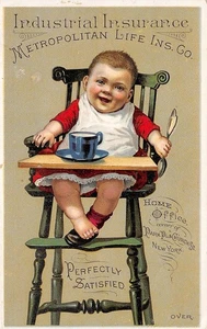 #K2974    VICTORIAN TRADE CARD,  METROPOLITAN LIFE INC. CO. - Picture 1 of 2