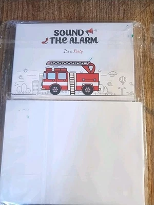 30 New Birthday Party Invitations & Envelopes Kids Firetruck 4"x 6".     C - Image 1 of 3