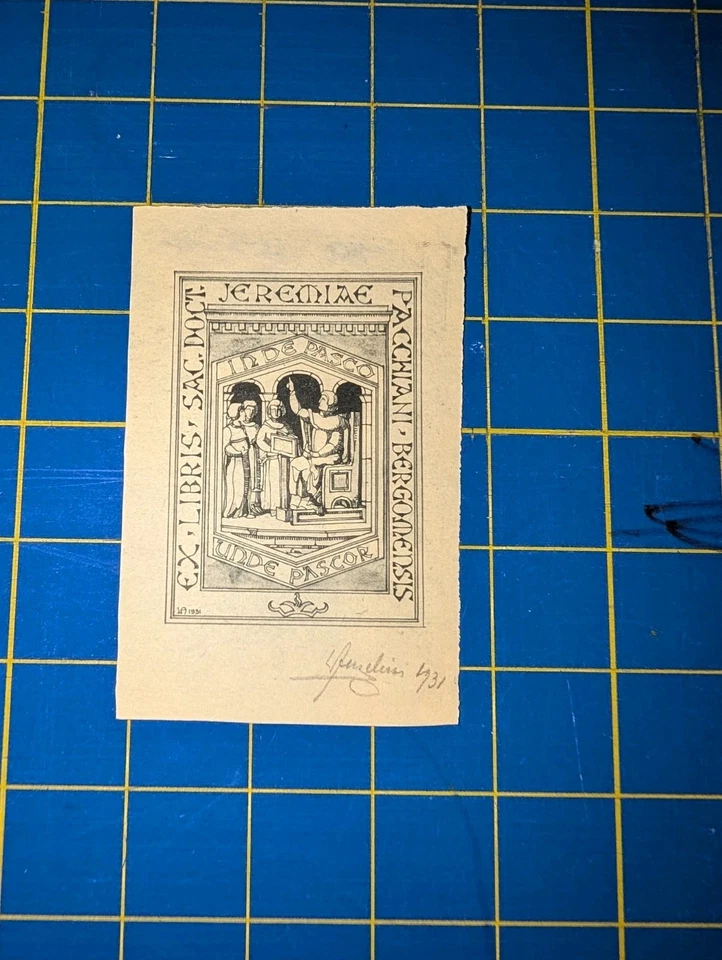 Ex libris by Luigi Angelini (Artist) bookplate signed Foto 1 de 1