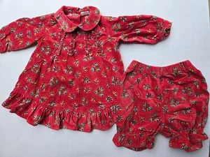 Oilily Baby Mädchen 2-teilig rot Blumen Rüschen Shorts, Kleid Outfit Größe 74/US-9 Monate - Bild 1 von 11
