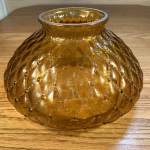 Vintage gesteppter Lampenschirm Diamanten Perlen Braunglas Hurricane 5" - Bild 1 von 3