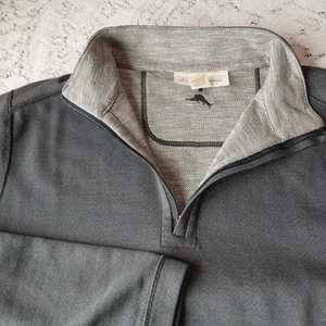 Tommy Bahama Reversible 1/4 Zip Sweater Mens Medium Gray Pullover Casual Marlin - Picture 1 of 18