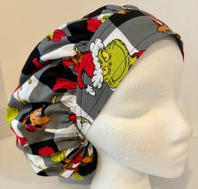 Grinch Christmas Print Size Large Medical Bouffant Scrub Cap Surgery Hat - Image 1 of 4