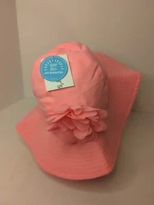 Carters Toddler Sun Hat Bucket Hat Size 12-24 Months Pink With Flower - Picture 1 of 3