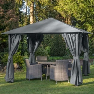 GAZEBO PROVENCE 3X3 MTR HEAVY DUTY GRAPHITE GREY WITH WATERPROOF FABRIC CANOPY - Picture 1 of 4