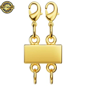 Necklace Layering Clasp - 18K Gold Necklace Separator for Double Gold A - Picture 1 of 12