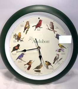 "Reloj de pared verde llamada pájaro cantor National Audubon Society 8"" diámetro probado" - Imagen 1 de 5