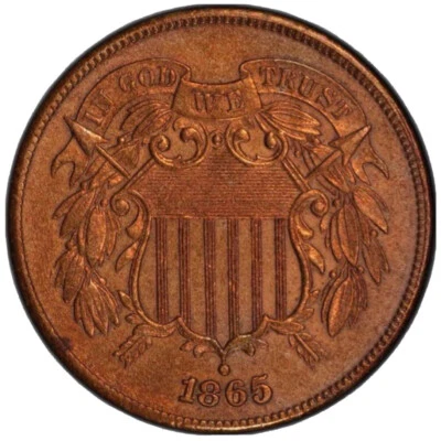 1865 Two Cent Piece PCGS Uncirculated Details TrueView Photo - Image 1 of 4