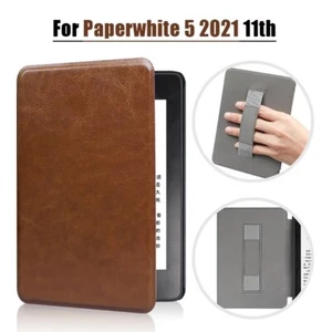 PU Leather Smart Cover For Kindle Paperwhite 5 11th Gen Case With Hand Strap - Picture 1 of 17