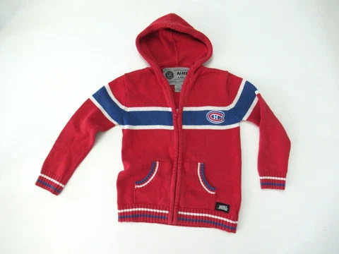Montreal Canadians Sweater Youth Small Vintage Hockey Heavy Knit Warm Thick Hood Cover