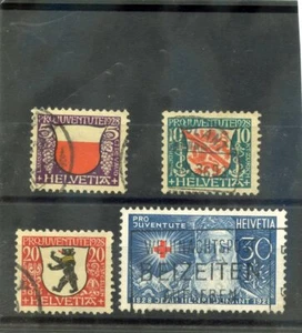 SCHWEIZ Sc B45-8 (MI 229-32) ss-vz gebraucht 1928 Halbpostsatz 25 $ - Bild 1 von 1