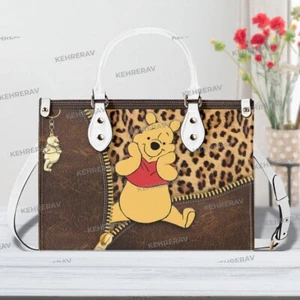 Personalized Winnie The Pooh Leather Handbag, Winnie The Pooh Lovers Gift Bag - Picture 1 of 5