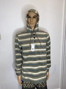 Vissla Eco-zy Jacket Men’s Size M Pullover Hooded Fleece Striped New - Picture 1 of 13