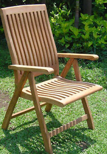 Marley A-Grade Teak Wood Dining Reclining Folding Arm Chair Outdoor Furniture NW