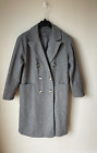 Midi Jacket Pea Coat Grey Double Breasted Trench Uk 12-14 - Worn Once