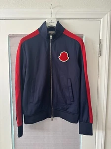 Rare Men's Moncler Maglia Cardigan Blue Track Jacket Sweater SZ L - Picture 1 of 8