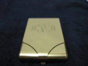 VTF GOLD TONE MONOGRAMMED MATCH BOOK HOLDER BOX 3.5" X 1.5" - Picture 1 of 9