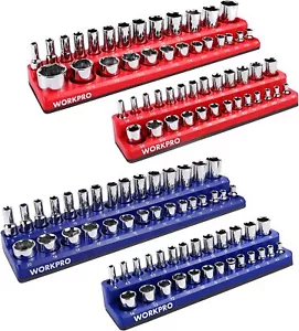 WORKPRO Magnetic Socket Organizer Set Socket Holder Kit 4PIECE Metric SAE Socket - Picture 1 of 11