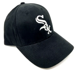 MLB CHICAGO WHITE SOX RETRO LOGO NEGRO AJUSTABLE CURVO BILLETE GORRA DE BÉISBOL GORRA - Imagen 1 de 4