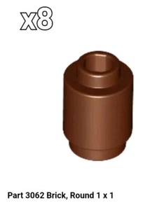NEW LEGO Parts x8 3062 REDDISH BROWN Brick Round 1x1 Open Stud 3062b 4211183 - Picture 1 of 1