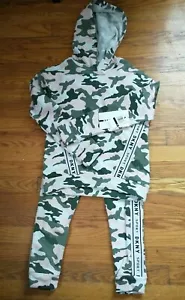 DKNY Sport 2 Piece Set outfit Girls Size 6 X Olive Pink Hoodie and Pants NWT - Picture 1 of 12