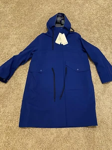 Lacoste Long Hooded Water-Resistant Blue Parka Women's Jacket Sz 42-10 Medium - Picture 1 of 8