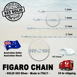 FIGARO 1+3 Chain - 100% SOLID 925 Sterling Silver (options) - Picture 1 of 30