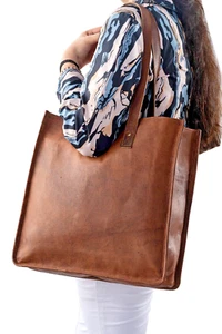 Bolso De Hombro Para Portátil De Cuero Genuino Para Mujeres, Tote Casual De Dama - Imagen 1 de 16