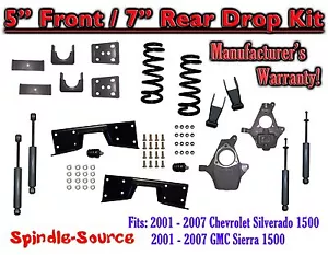 5" / 7 -8" Lower Drop+SHOCKS+C-NOTCH FOR 01 - 07 Chevy Silverado GMC Sierra V8 - Picture 1 of 1