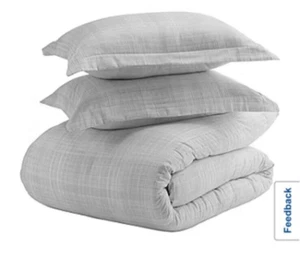 Casual Comfort King Duvet Cover Set Gray Ultra Soft Thatch Pattern Wicking - Picture 1 of 9