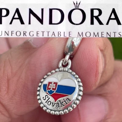 Pandora Slovakia 🇸🇰 Country Exclusive Heart Flag Dangle Charm - Image 1 of 4