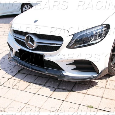KIT DE LABIOS DE CARROCERÍA PARACHOQUES DELANTERO ESTILO CARBONO MERCEDES-BENZ W205 CLASE C 2019-2021 Foto 1 de 4