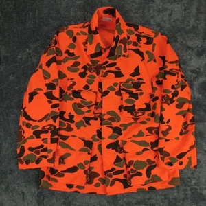 Vtg Combat Coat Blaze Orange Camo Mens Large Duck Frog Hunting Military Jacket - Picture 1 of 14