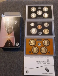 2014 S US Mint Silver Proof Set 14 Coins with Box and COA - Picture 1 of 6
