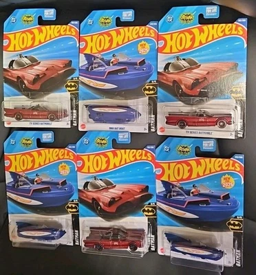 Hot Wheels Mainline (3) TV Batmobile Batman & (3) Bat Boat 2025 Lot Of 6 - Image 1 of 4