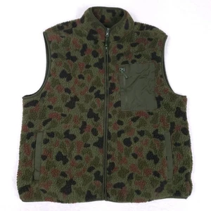 Old Navy Sherpa Fleece Vest Camo Green XL Zip Front Pocket Outdoor Gorpcore - Picture 1 of 9