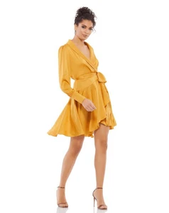 Mac Duggal 70135 Bishop Sleeve Wrap Dress Size 6. H - Picture 1 of 7