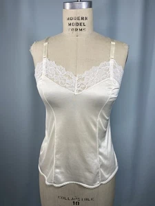 Camisole Top SIZE MEDIUM Cami ivory lace MISTRA 70s 80s nylon classic - Picture 1 of 9
