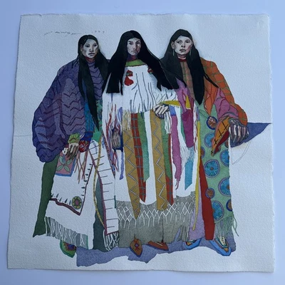 SARI STAGGS PAINTING INDIAN WOMEN FINEST PORTRAIT AMERICAN TRIBAL FAMOUS LISTED - Image 1 of 4