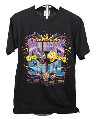 Vintage New Orleans Super Bowl XXXI Starter T-shirt Packers/Patriots Black Sz XL - Image 1 of 4