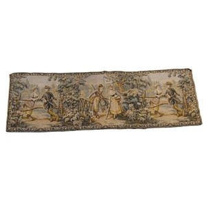 Vtg Handmade Romantic Couple Victorian French Tapestry Table Runner 56"Lx19"W - Picture 1 of 11