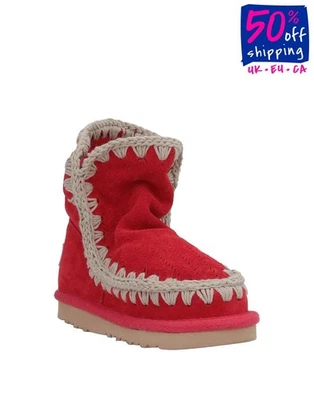 RRP€272 MOU Kids Suede Leather Ankle Boots EU29 UK11 US12 Red Perforated - Image 1 of 4