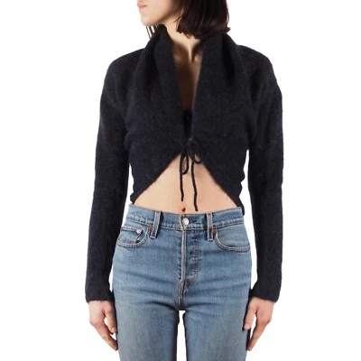 Sarah Pacini 女式马海毛美利奴羊毛短领带前开衫均码 — 第 1/4 张图片