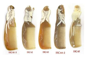 Natural Handcraft Buffalo Horn Comb Parrot Pig Fish Monkey HC41-45 - Picture 1 of 17